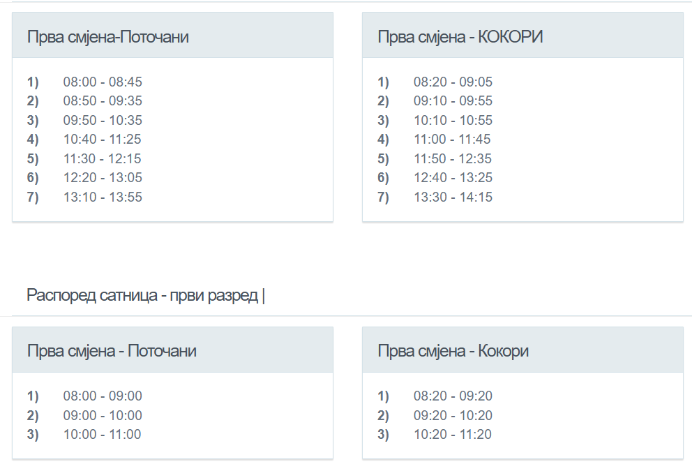 Распоред звоњења